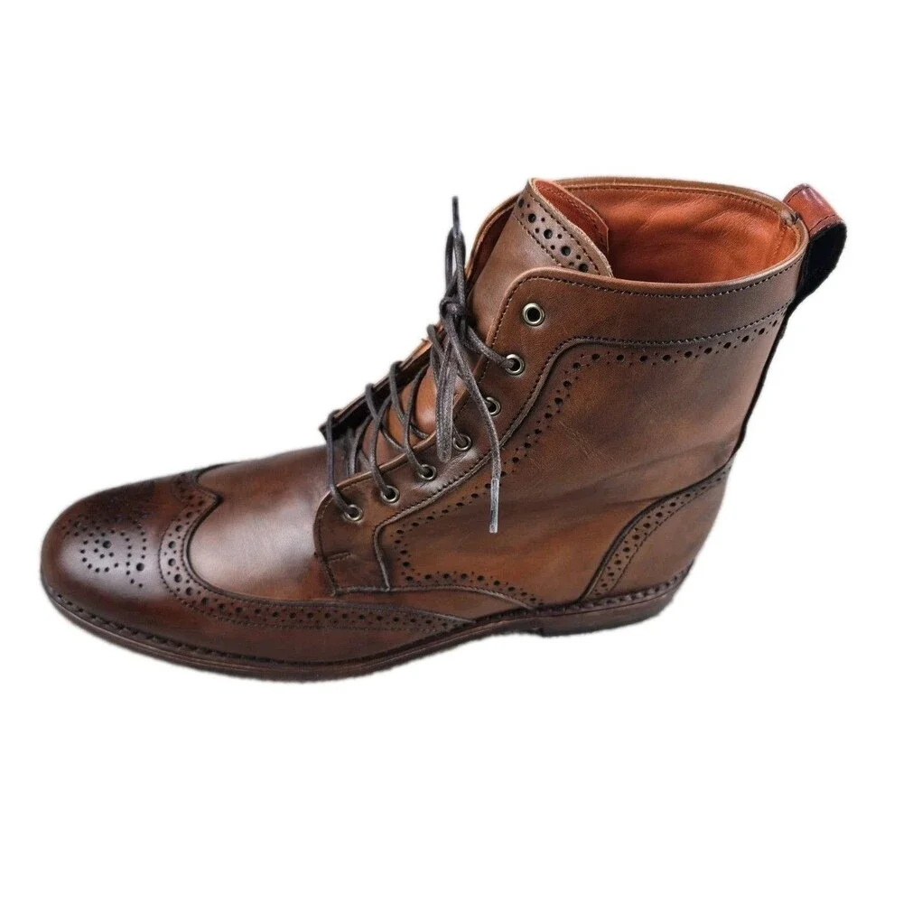 Allen Edmonds Dalton Boots Men Sz 9.5D Brown Wingtip Handmade in USA Shoe Tree